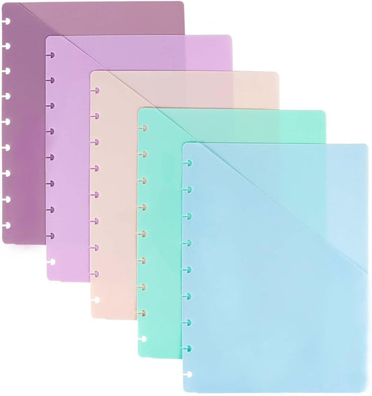 Discbound Dividers with Pockets 7x9.25 Classic Size Discbound Notebook Divider 9 Disc Bound Planner Inserts Pocket 5pcs Plastic Index Dividers for Planner Folder Office