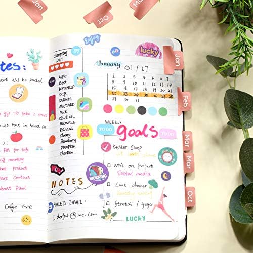 Outus 24 Pieces Monthly Adhesive Tabs for Planner - Designer Accessories Monthly Tabs Stickers Decorative for Office Planners Organizations Sturdy Notebook Planners Journal(Rose Gold)