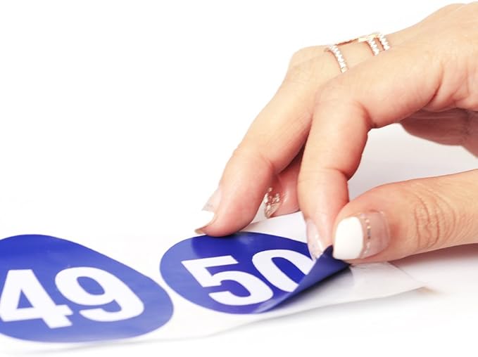 NAVADEAL 2" & 3” Round Number 1-50 Adhesive Stickers in Blue, Red, Black, Green - Inventory Storage Labels, Great for Marking Bins or Toolbox for Daily Use in School, Office, Workshop