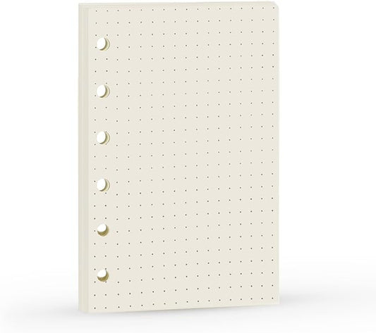 A7 Dotted Design Planner Refill 6 Holes Notebook Binder Refills, A7 Dot Matrix Planner Inserts for Filofax 100gsm Paper Pocket Size, 4.84 x 3.23'', Harphia