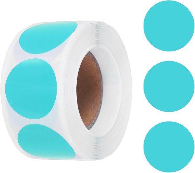 uxcell 500pcs Light Blue Round Stickers Roll 1 Inch Self-Adhesive Stickers Coding Label Removable for DIY Crafts Homework, Office, Shop, Home, Classroom Marking