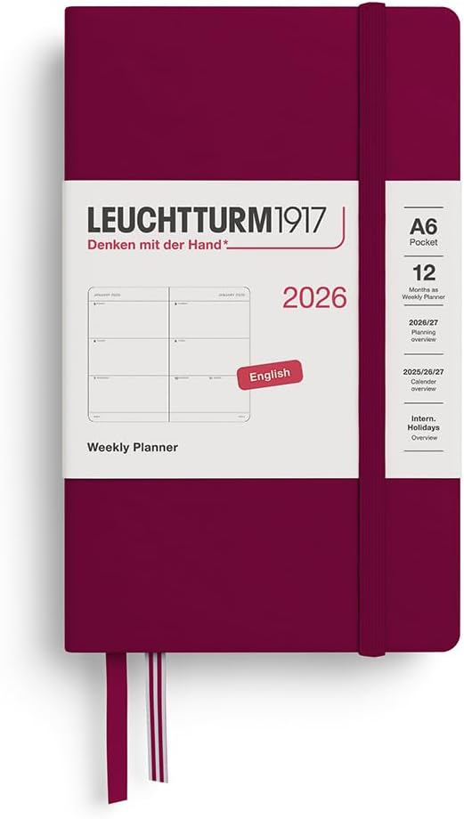 LEUCHTTURM1917 - Weekly Planner 2026, Hardcover, Pocket (A6), Port Red (Jan 1 - Dec 31, 2026)