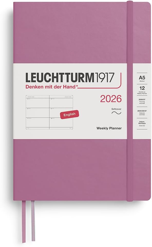LEUCHTTURM1917 - Weekly Planner 2026, Softcover, Medium (A5), Dusty Rose (Jan 1 - Dec 31, 2026)