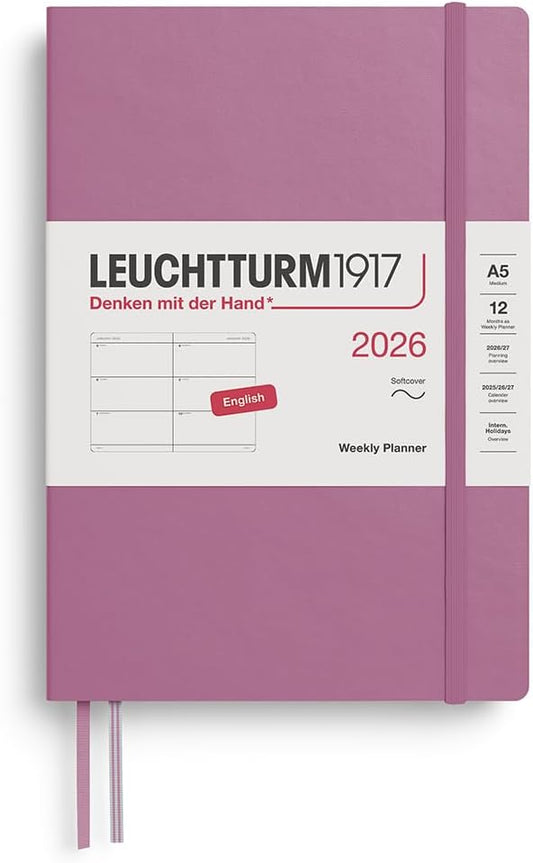 LEUCHTTURM1917 - Weekly Planner 2026, Softcover, Medium (A5), Dusty Rose (Jan 1 - Dec 31, 2026)