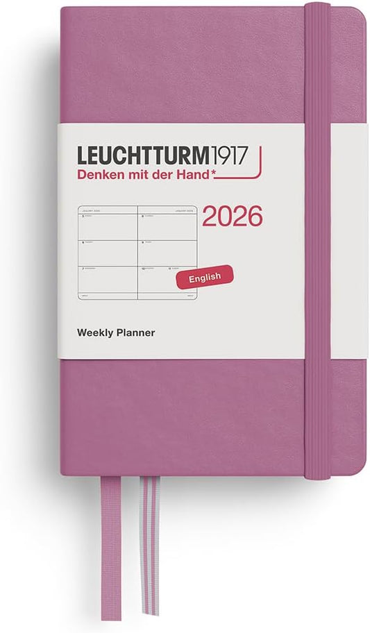 LEUCHTTURM1917 - Weekly Planner 2026, Hardcover, Mini (A7), Dusty Rose (Jan 1 - Dec 31, 2026)