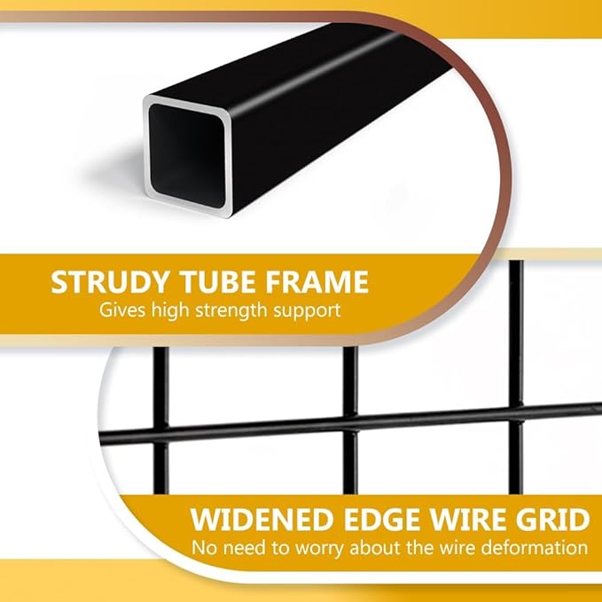 3' x 6' Grid Wall Panels Standing Wire Grid, Study Display Rack with T-Base Wheels Freestanding Gridwall Panel Tower for Shows, Black