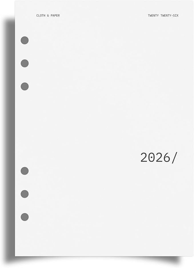 Cloth & Paper 2026 Front & Monthly Vellum Planner Dashboard Overlays | A5 Size 5.8 x 8.3 Inches | 13-Piece Set for 6-Ring A5 Planners, Undated, Transparent Heavyweight Paper, Pre-Punched