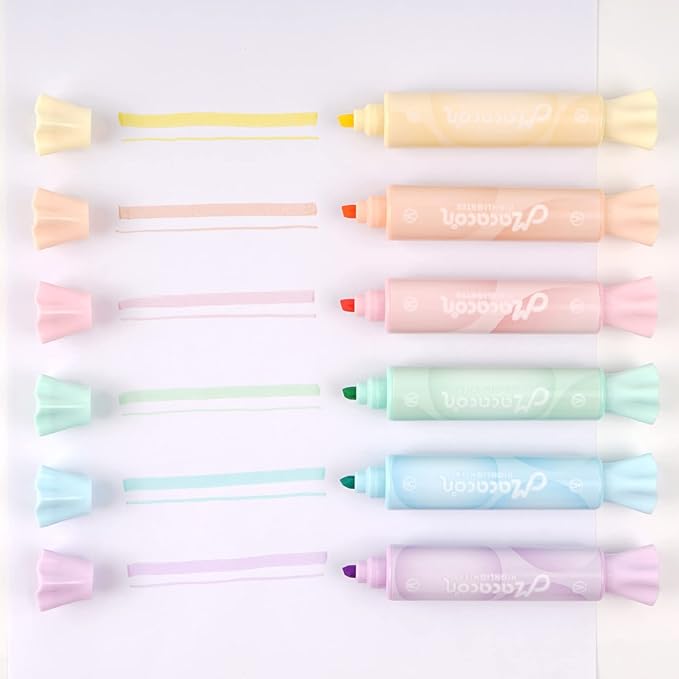 Candy Shape Highlighters, Assorted colors,Chisel Tip,Water Based,Quick Dry& Write Smoothly 6 Macaron Colors (CANDY HIGHLIGHTER)