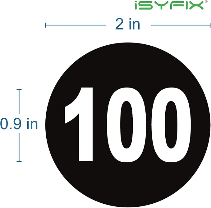 iSYFIX Black Consecutive Number Stickers – 1 to 100, 2-inch, 1 Set – Vinyl Self Adhesive Premium Decal, Ideal for Inventory, Storage, Organizing, Boxes, Bins, Toolbox, Lockers & More, Indoor/Outdoor