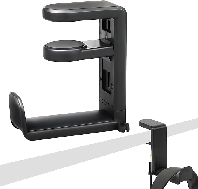 Rotating Headphone Stand,Headphone Holder Desk,Pc Gaming Headset Holder,Adjustable Clamp-On Under Hanger,360 Degree Adjustable Rotation