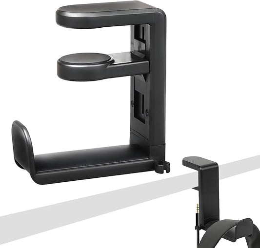 Rotating Headphone Stand,Headphone Holder Desk,Pc Gaming Headset Holder,Adjustable Clamp-On Under Hanger,360 Degree Adjustable Rotation