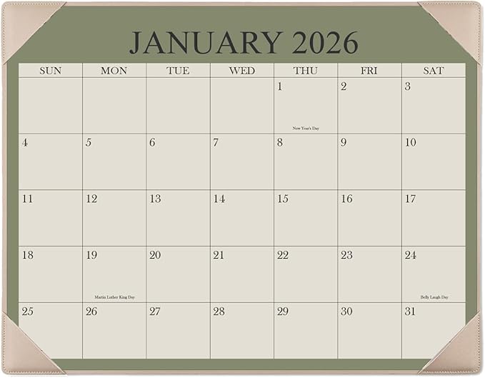 Desk Calendar 2026 with Desktop Mat, 18 Month Small Desk Pad Calendar from January 2026 to June 2027, 8.5" x 11" Desk Pad Calendar 2026-2027 for Home, School Office, Beige