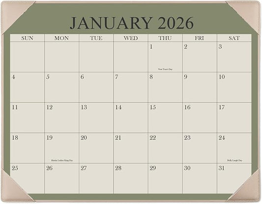 Desk Calendar 2026 with Desktop Mat, 18 Month Small Desk Pad Calendar from January 2026 to June 2027, 8.5" x 11" Desk Pad Calendar 2026-2027 for Home, School Office, Beige