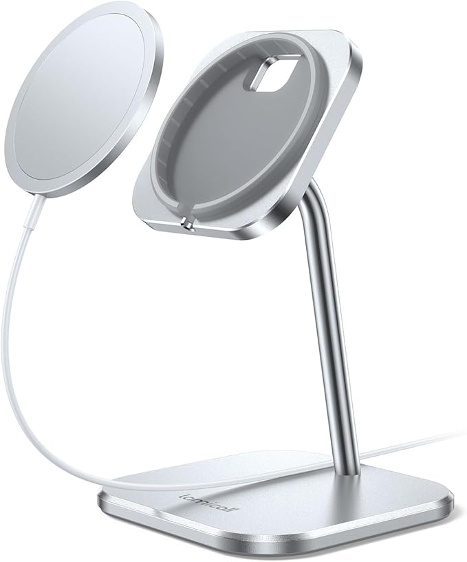 Lamicall Aluminum Phone Stand for Apple 25W MagSafe Charger - [Charger Not Included] 360° Rotation Adjustable Charging Holder Dock for Desk, Compatible with iPhone 17, 16, 15, 14, 13 Pro Max Plus Air