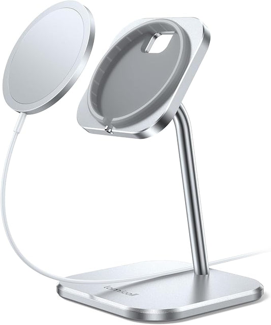 Lamicall Aluminum Phone Stand for Apple 25W MagSafe Charger - [Charger Not Included] 360° Rotation Adjustable Charging Holder Dock for Desk, Compatible with iPhone 17, 16, 15, 14, 13 Pro Max Plus Air