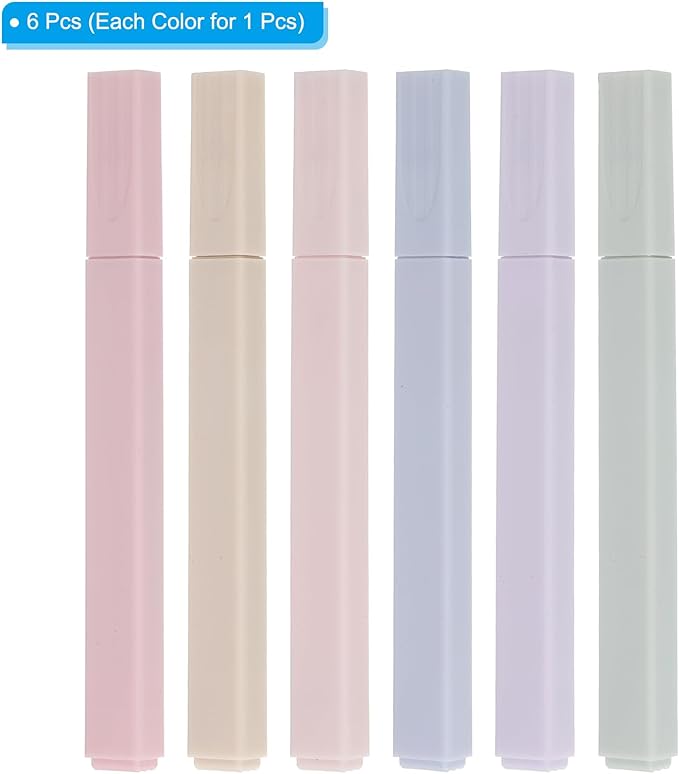 PATIKIL Highlighter Pen, 6 Pack Quick Dry Broad Tip Underline Writing Marker Pens for Office Home Daily Use Style 1, Pink/Grey/Yellow/Green/Purple/Blue