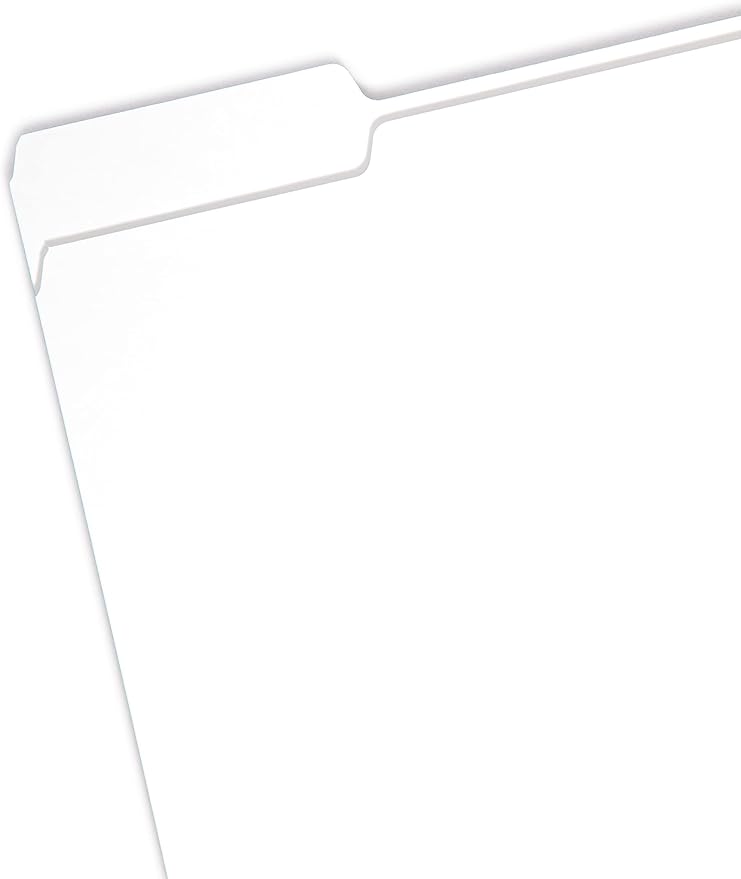 Smead Standard File Folders, 100 Count, White, 1/3-Cut Tabs, Letter Size (12843)