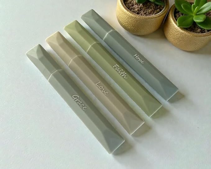 Sixhaven Bible Highlighters No Bleed - Green - Pastel Highlighters Set of 4 - Chisel Tip Highlighter for Bible Study Supplies - Hope Faith Grace Love Markers - Journaling Supplies for Women & Men
