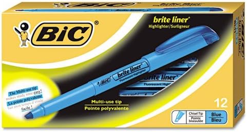 BIC Brite Liner Highlighter Chisel Tip Blue DOZEN (BL11-BE)