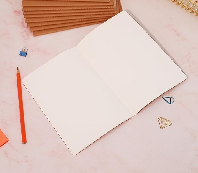 48 Pack A5 Blank Notebook Bulk Kraft Cover Blank Sketch Book Pad Travel Journals Composition Diary Subject Notebooks Planner 60 Pages, 8.3”x 5.5”