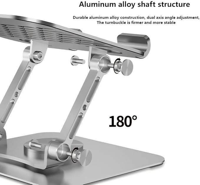 Adjustable Tablet Stand with 360° Rotating Base, Aluminum Dual-Rod Support, Compatible with iPad Pro/Air/Mini Silver Grey