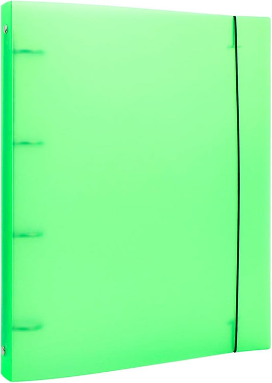A4 4-Holes Round Ring View Binders Plastic Cover, Refillable Notebook Journal Binder File Folder, Loose Leaf Sheet Protector/DIY Scrapbooking/Binder Cover Protector (Green)