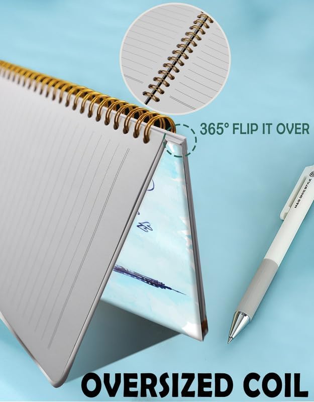 Spiral Journal Notebook for Women,A5 College Ruled Notebooks 6"x 8.4", 120 Pages (60 Sheets) Lined Journal with Premium Thick Paper,Perfect for School Office Home(Watercolor Paris Eiffel Tower)
