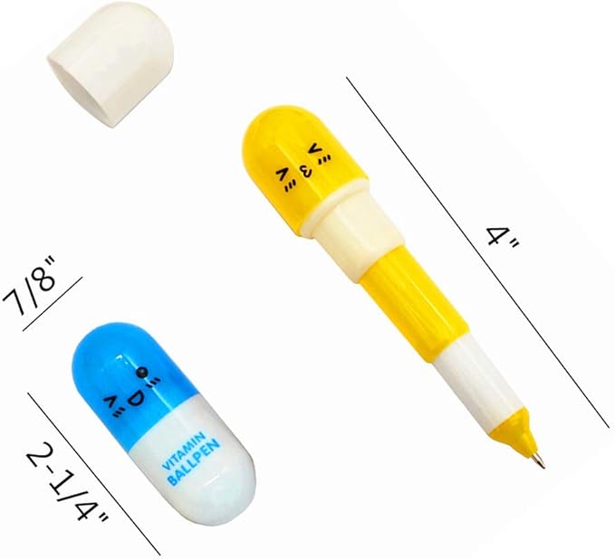 40pcs Vitamin Pill Ballpoint Pen Cute Cartoon Retractable Ball Pen Smiling Face Ball Pen (Random Color)