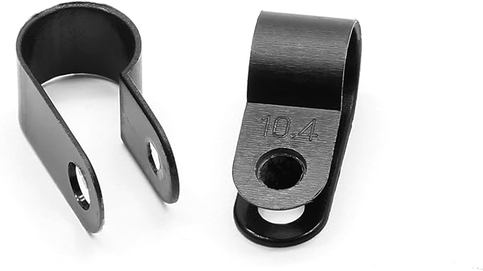 60pcs 3/8 Inch Nylon Cable Clamps, R-Type Wire Cable Clips with M4 Screws, Screw Mounting Cord Fastener Wire Conduit Clamp for Wire Management (Black)
