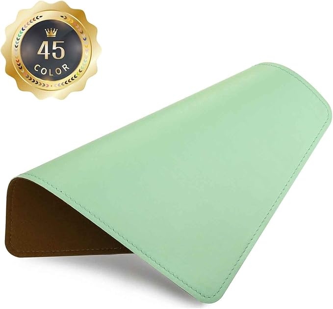 PU Leather Mouse Pad With Stitched Edge, Micro-Fiber Base, Non-Slip Waterproof for Computers, Laptop, 8x11 Inch (Natural Green)