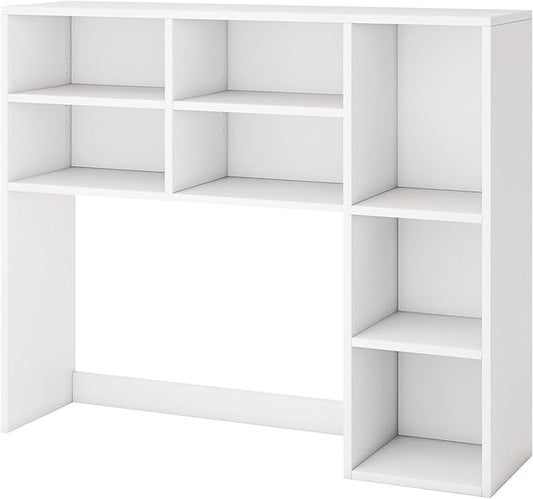 Desk Hutch, Desktop Shelf with 7 Shelves, Desk Bookshelf w/Anti-Toppling Devices, Wood Table Top Bookshelf Organizer, Small Desk Shelf for Study, Office, Dorm (White, 7 Shelves)