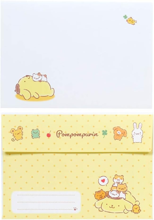 Sanrio 493881 Character Letter Set, Pom Pom Pudding, Package (approx.): Width 6.3 x Depth 0.3 x Height 8.7 inches (16 x 0.8 x 22 cm)