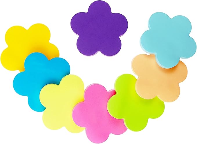 Sticky Notes, 560 Sheets 3 × 3 Inches Plum Bossom Shape Self Sticky Notes Pad, Colour Sticky Notes, Bright Colors Self-Stick Pads for Home Office Notebook(8 Color)