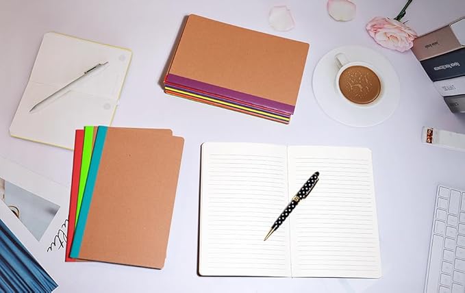 48 Pack A5 Kraft Notebook,Lines Pages - 60 Pages (30 Sheets), Wide Ruled,8.3”x 5.5” Small Kraft Notebook