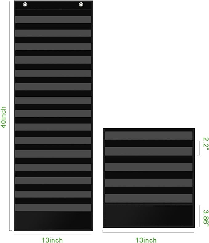 REGELETO 15+1 Pockets Daily Schedule Pocket Chart with 30 Pcs Double-Sided Reusable Cards, Scheduling Pocket Chart for Classroom Office Home School Activity(Black)