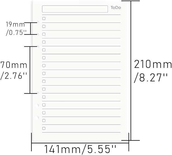 A5 To Do List Refill Paper 3 Pack - 6-Hole Punched Binder Inserts, 135 Sheets/270 Pages Filler Paper for Planner (A5)