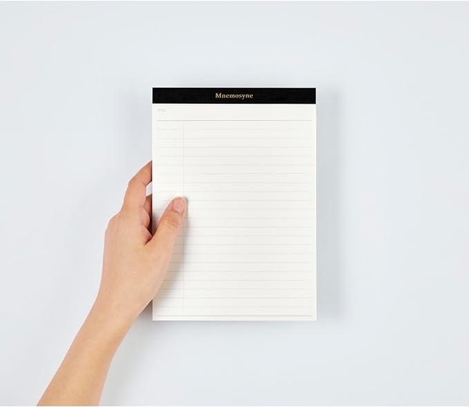 Maruman Mnemosyne Legal Pad- A5, 8.27" x 5.83", 50 Sheets / 100 Pages, 8mm Wide Ruled Refill Notepad, Perforated Pages, Vertical Binding, With Paper Made in Japan