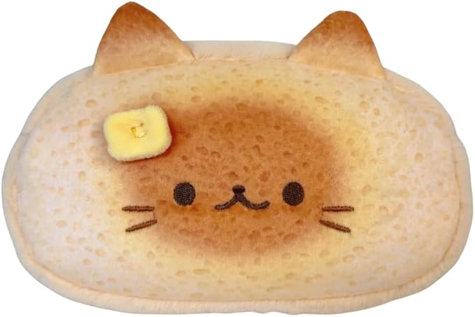 Super Cute Lovely Lucky Bread Toast Cat Pencil Case, Big Capacity Large Soft Plush Happy Kitty Fluffy Clothes Zipper Pencil Box Case, Makeup Bag Office Storage Holder Pouch Pen Bag -Siamese Cat