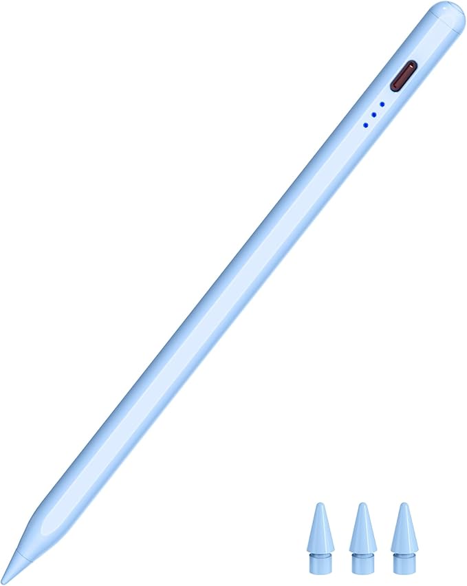 Pen for iPad 2018-2025, HATOKU 15 Mins Fast Charging Pencil 1st Gen with Tilt & Palm Rejection Compatible with iPad Air 3/4/5/M2/M3, iPad mini 5/6/7, iPad 6/7/8/9/10/11, iPad Pro 11"/12.9"/M4 M5(Blue)