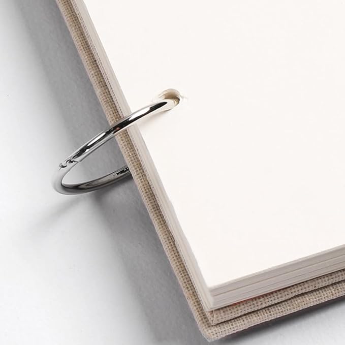 Refillable Loose Leaf Sketchbook Drawing Notebook Sketchpad Spiral Sketchbook Linen Hardcover 120 Pages 160GSM (L)