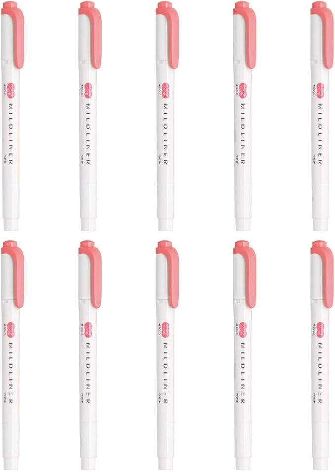 Zebra B-WKT7-MCOP Highlighter, Mild Liner, Mild Coral Pink, 10 Pieces