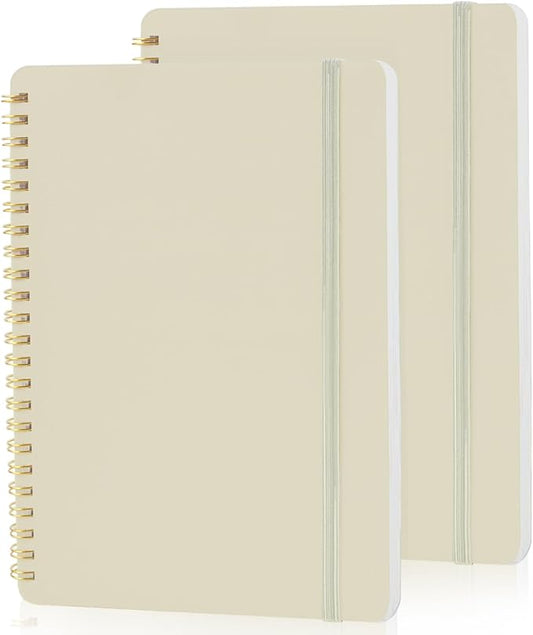 Utron Spiral Notebook For Women & Men, 2PCS Spiral Journal Notebooks, 5.9 x 8.3” College Ruled Notebook For Work Notes, Journal Writing, And Daily Life Entries (Beige)