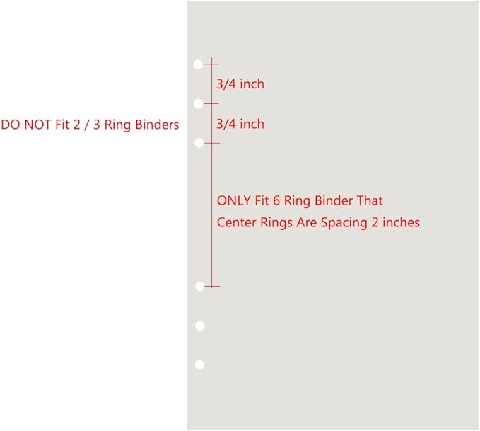 6-Ring A6 Binder/Planner Refill Paper, 6 Hole,6 3/4 x 4 1/8 Inches Refillable White Paper for Loose Leaf Binder Notebook Diary Traveler Journal Inserts, 80 Sheets/160 Pages,Blank