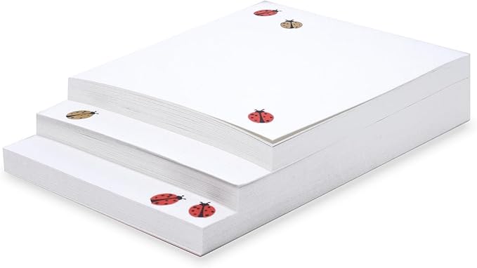 kate spade new york Stacked Notepad Assorted Sizes, Includes 3 Cute Notepads with 75 Sheets Each, Colorful Pads of Paper for Desk Notes (Ladybug Dot)
