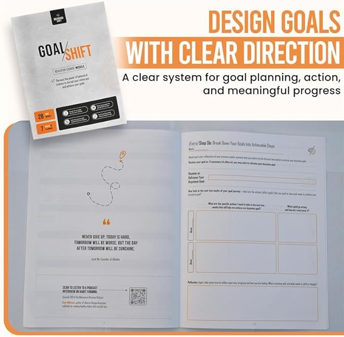 The Behavior Shift Goal Shift Planner - Undated Goal Setting tool & Life Planner - Productivity journal & Workbook with Checklist - 7 Week Self Improvement & Weekly Progress Tracker