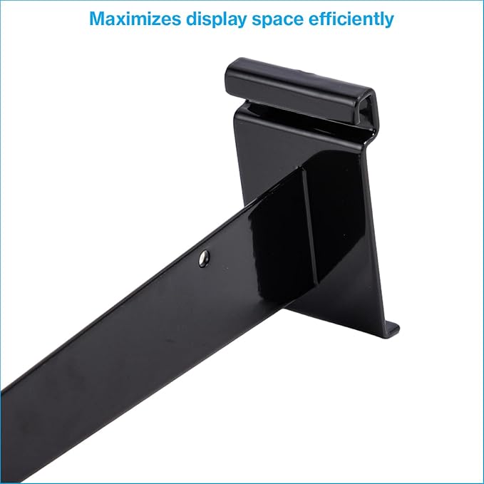 SSWBasics Grid Wall Accessory - 12 inch Black Metal Shelf Brackets for Wire Grid - Pack of 10 - Durable Gridwall Accessories - Grid Wall Shelf Brackets for Retail, Boutique, Thrift, Home Organization