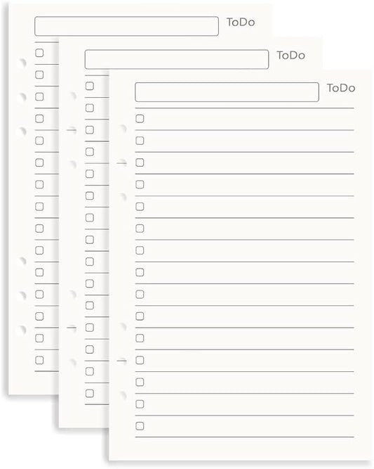 A5 To Do List Refill Paper 3 Pack - 6-Hole Punched Binder Inserts, 135 Sheets/270 Pages Filler Paper for Planner (A5)