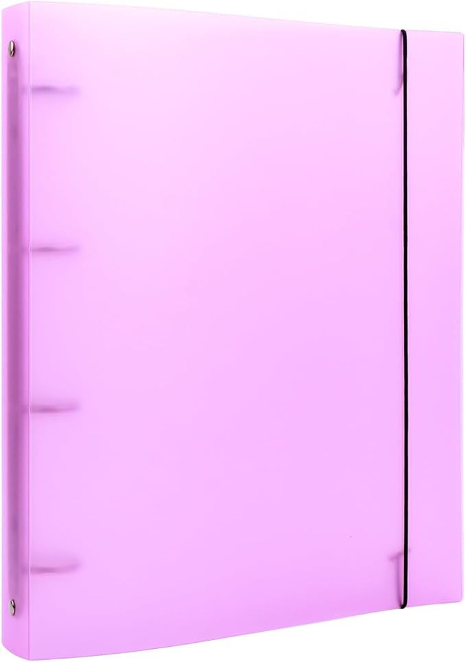 A4 4-Holes Round Ring View Binders Plastic Cover, Refillable Notebook Journal Binder File Folder, Loose Leaf Sheet Protector/DIY Scrapbooking/Binder Cover Protector (Purple)