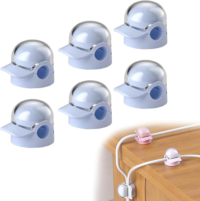 Magnetic Cable Clips, Adjustable Cord Holder for Under Desk Cable Management, Adhesive Wire Organizer for Home Office Desk Wall Car, Cord Keeper for Phone Charger & Cables (Blue 6PCS)