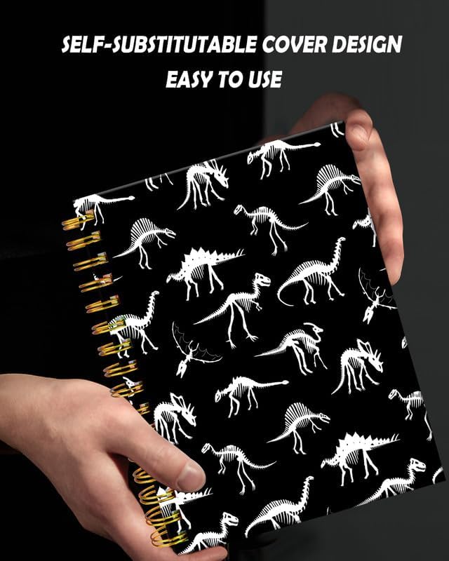 Spiral Journal Notebook for Women,A5 College Ruled Notebooks 6"x 8.4", 120 Pages (60 Sheets) Lined Journal with Premium Thick Paper,Perfect for School Office Home(Cute Dinosaurs)